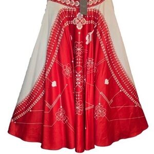 Elegant Red and White Women's Skirt